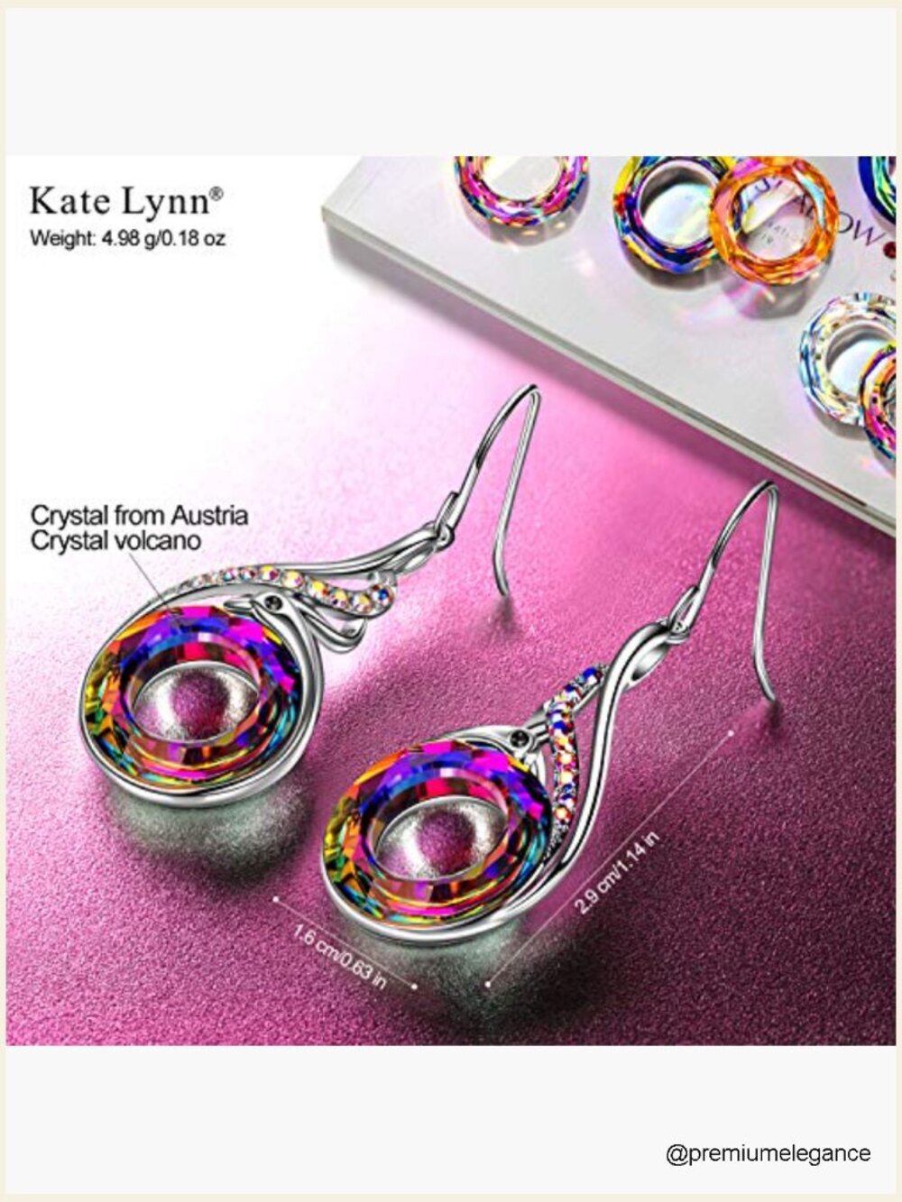 Sterling Silver Phoenix Dangle Earrings with Austrian Crystals - Picture 2 of 7